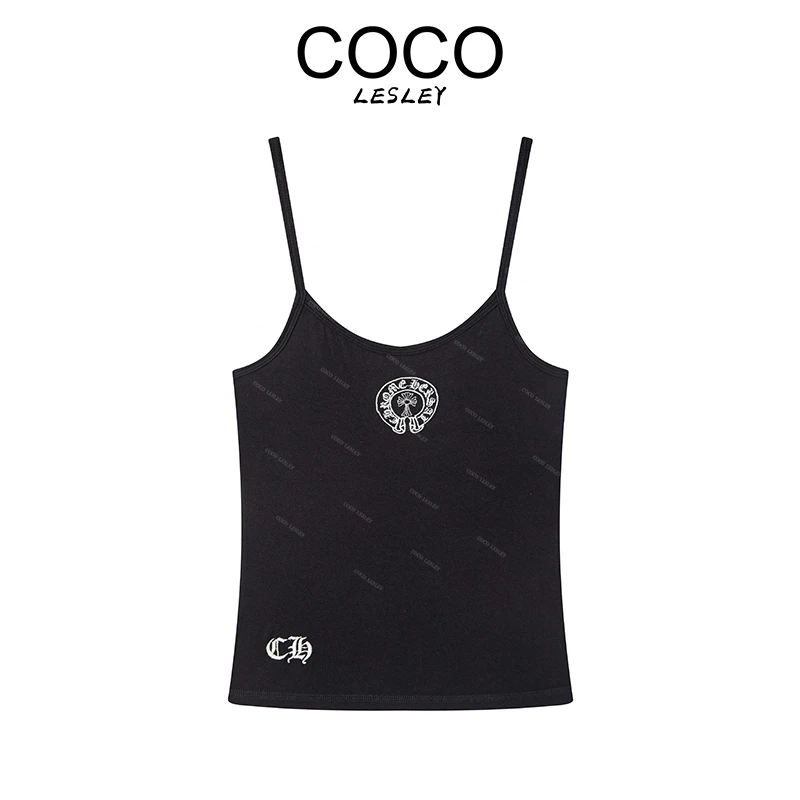 【高定服饰】纯棉logo刺绣 时尚背心女吊带打底L-8088