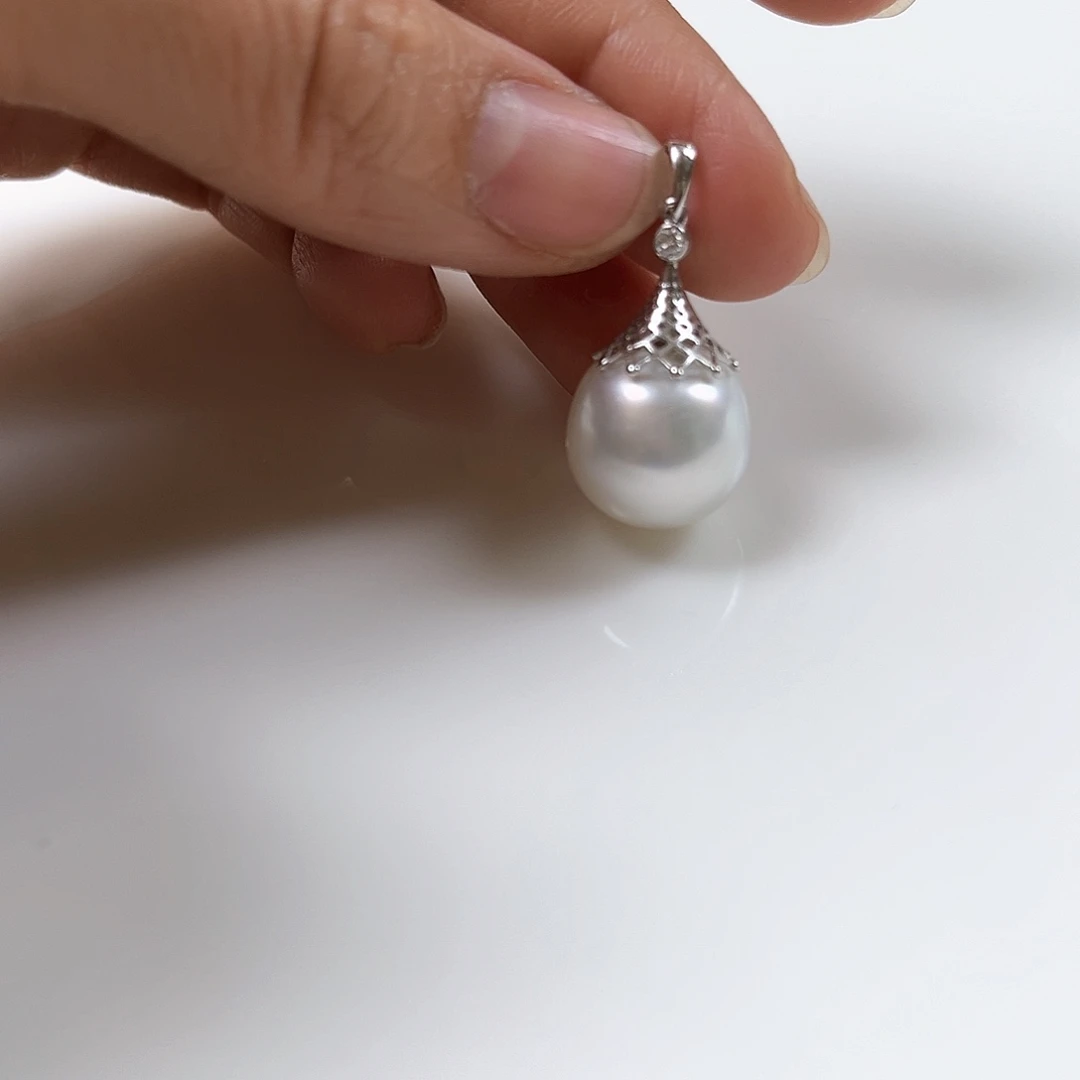 海水珍珠颈饰18K金镶嵌13.8-14