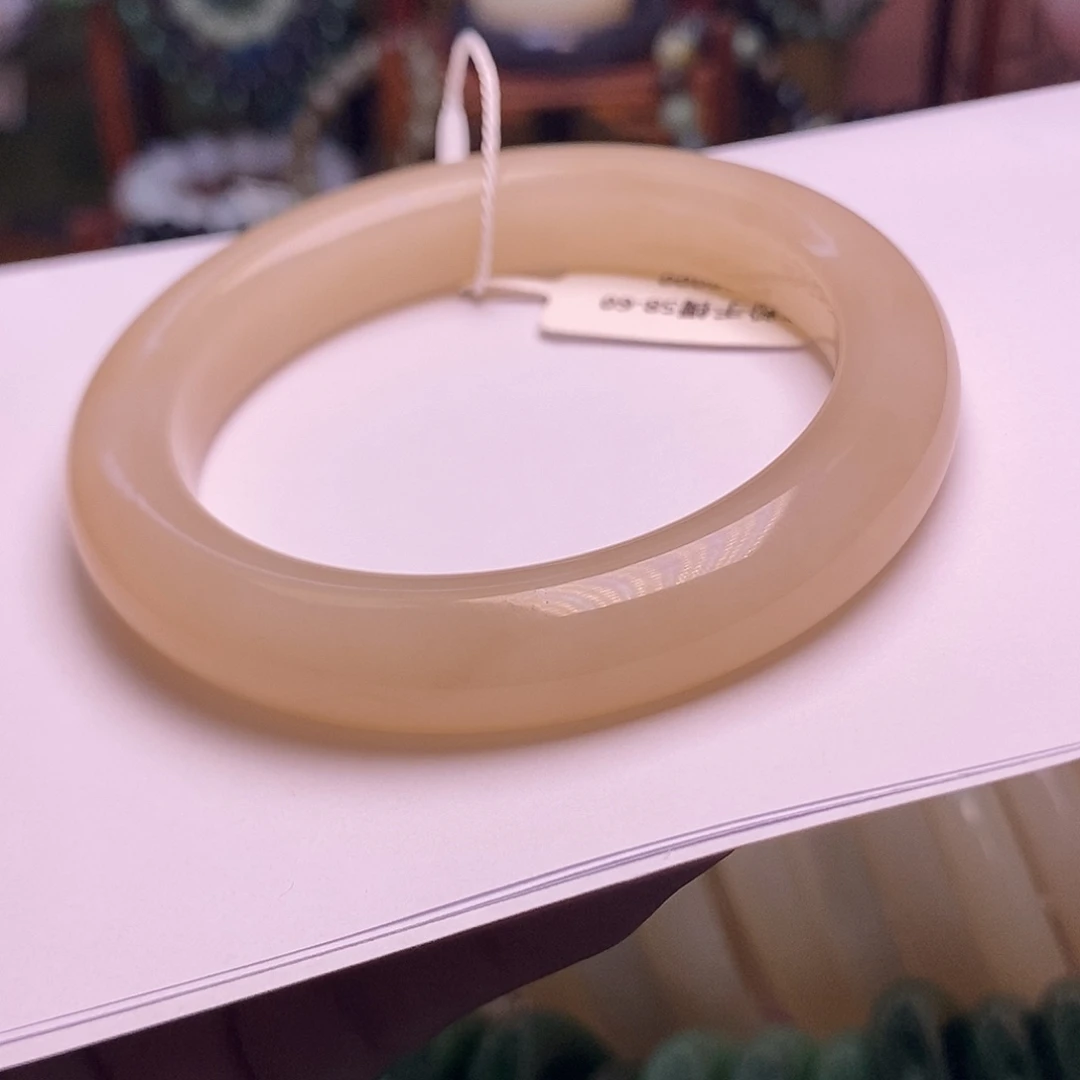 和田玉未镶嵌颈饰浓藕粉红粉脂膏老矿料58.7圈手镯