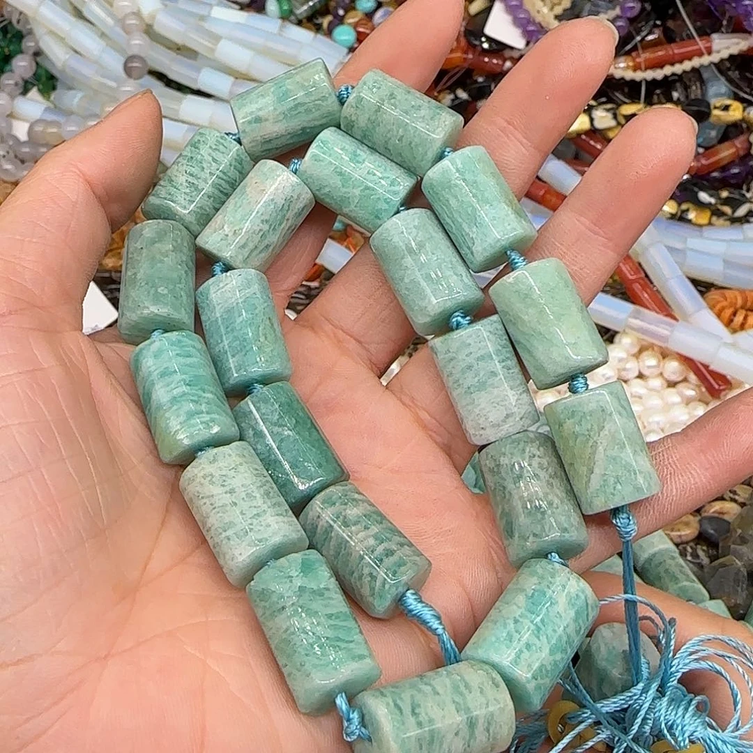 玛瑙/玉髓合金珠宝半成品天河石12mm桶珠一条