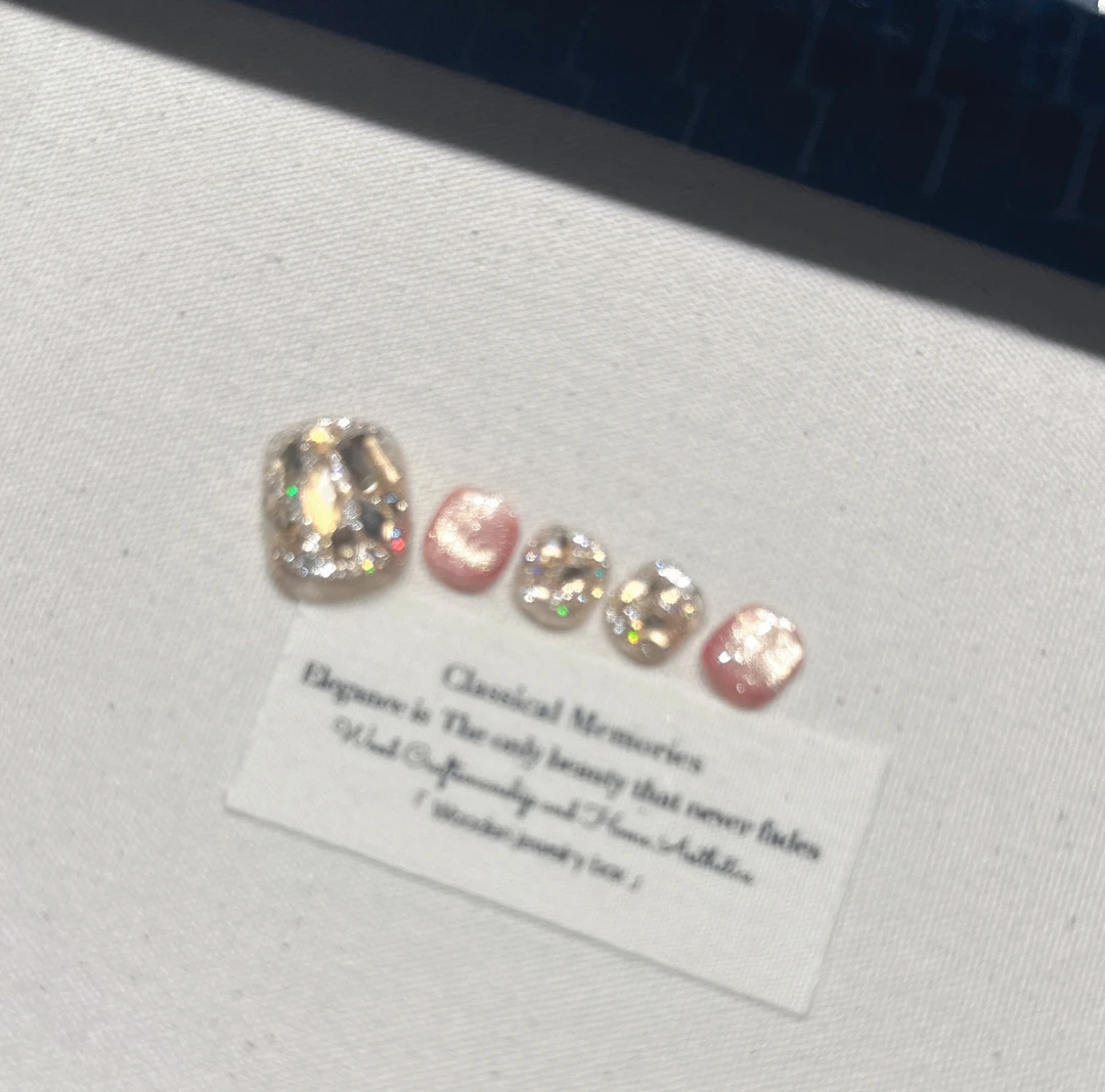 J26荔枝冰沙猫眼--纯手工穿戴甲14片装