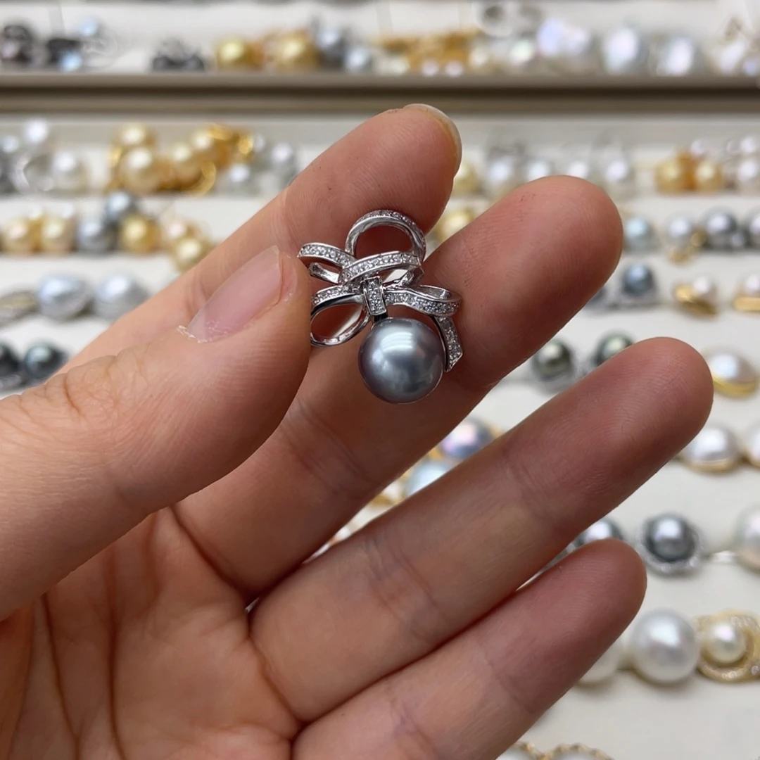 银S925镶嵌海水珍珠吊坠(不含链)