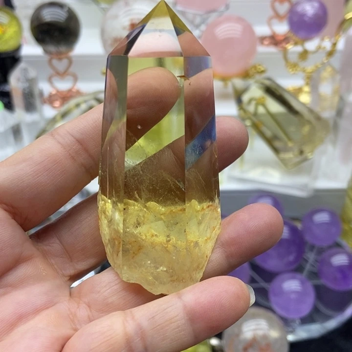 摆件水晶未镶嵌黄水晶六角柱