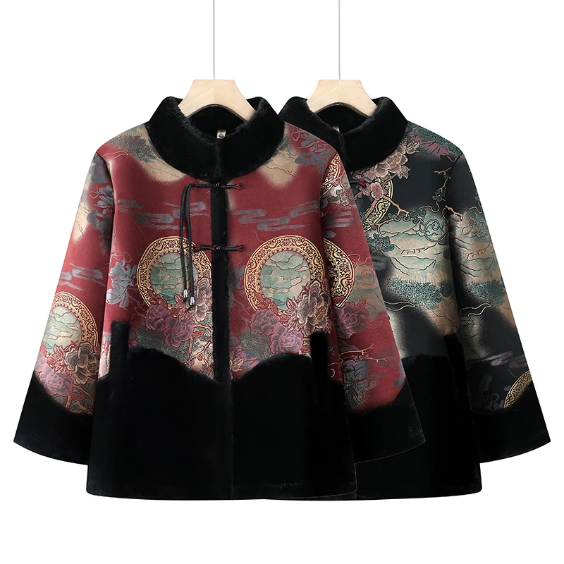 花鸟中老年女装常规款棉服碎花保暖秋冬棉袄宽松型