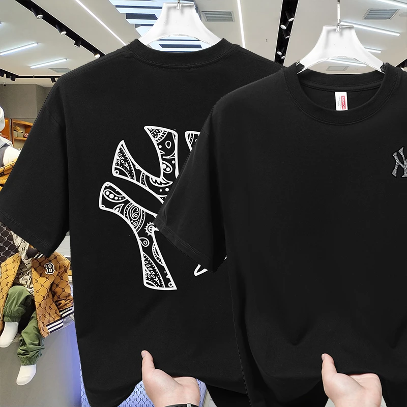 【奥莱同款】男士短袖T恤夏季潮流印花宽松休闲百搭上衣纯棉半袖