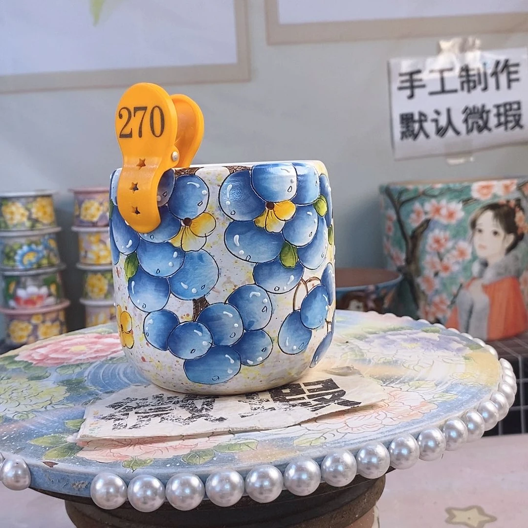 紫砂花盆红陶手绘花盆