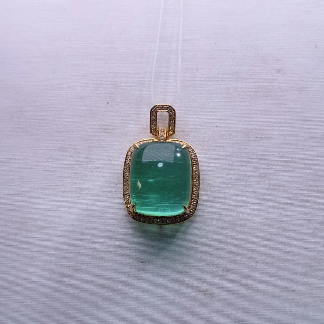 颈饰18K金镶嵌碧玺碧玺A吊坠