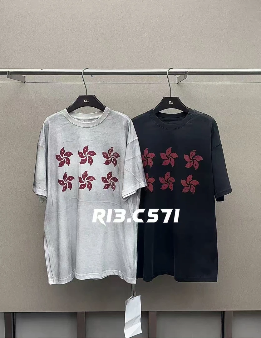 福秒-洗水做旧款！小众风车印花T恤（13R5659#）R13