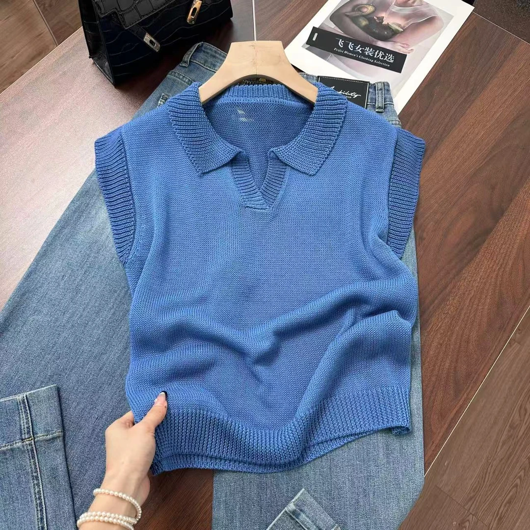 克莱因蓝巨巨显白~小飞袖超显气质！搭配绝美 清透针织衫Y7681蓝
