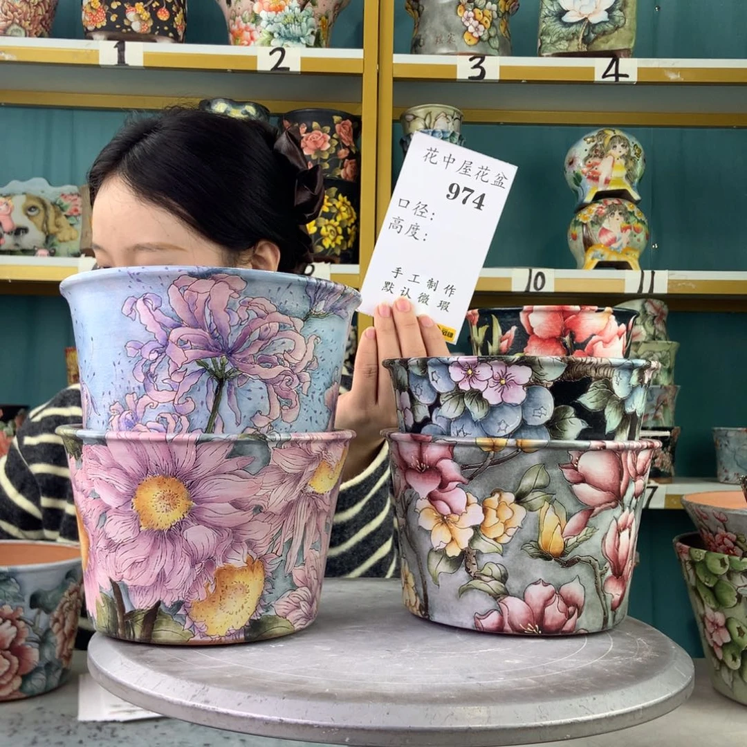 ～***。陶景德镇手工花盆974
