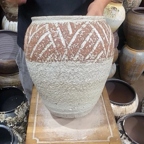 紫砂花盆口23高度31国风
