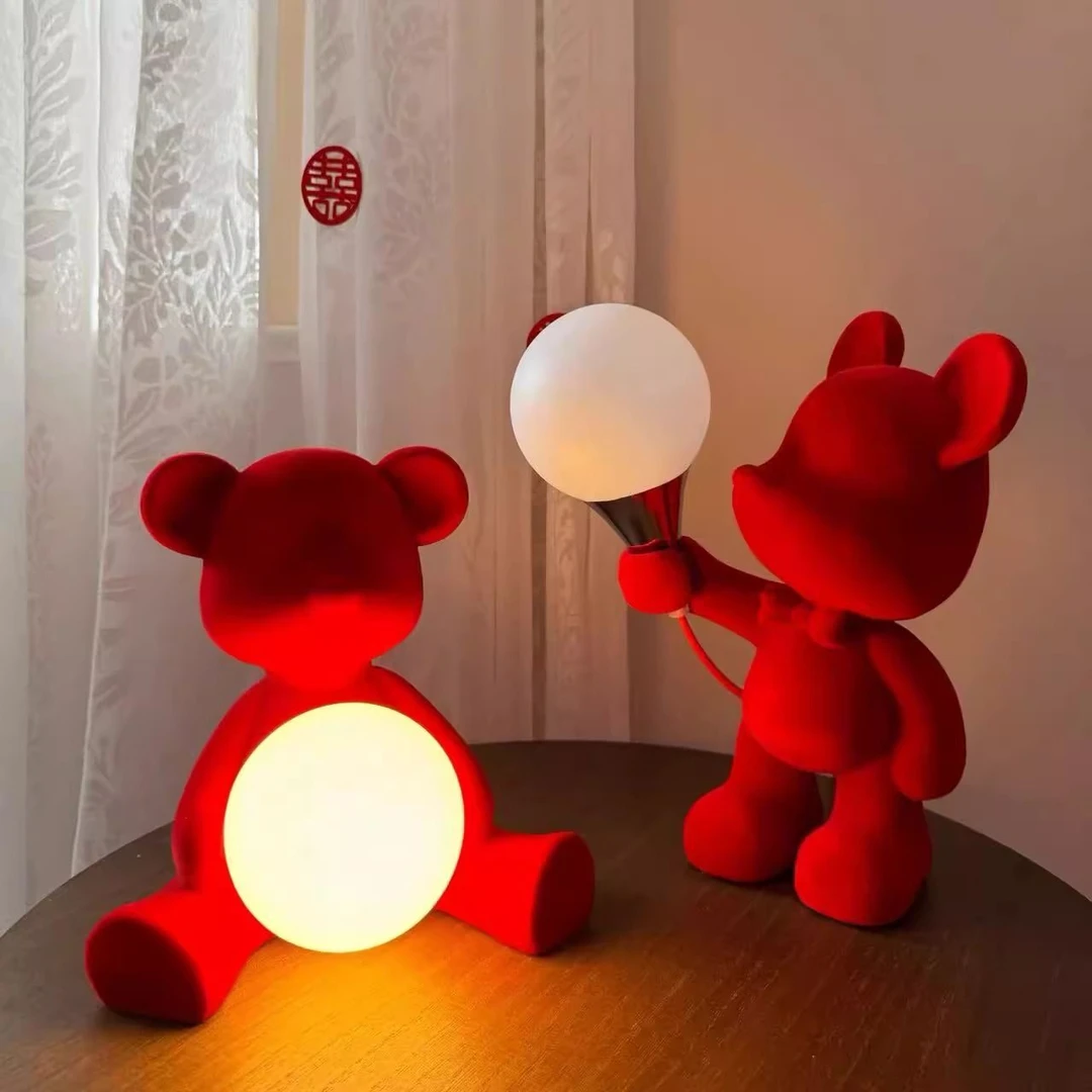 长明灯结婚一对陪嫁闺蜜新人礼物儿童泰迪熊ins网红床头卧室台灯