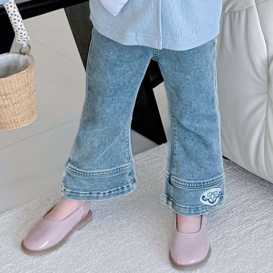 【芭蕾】Q24109K脚口刺绣牛仔裤鱼子酱品牌儿童女童