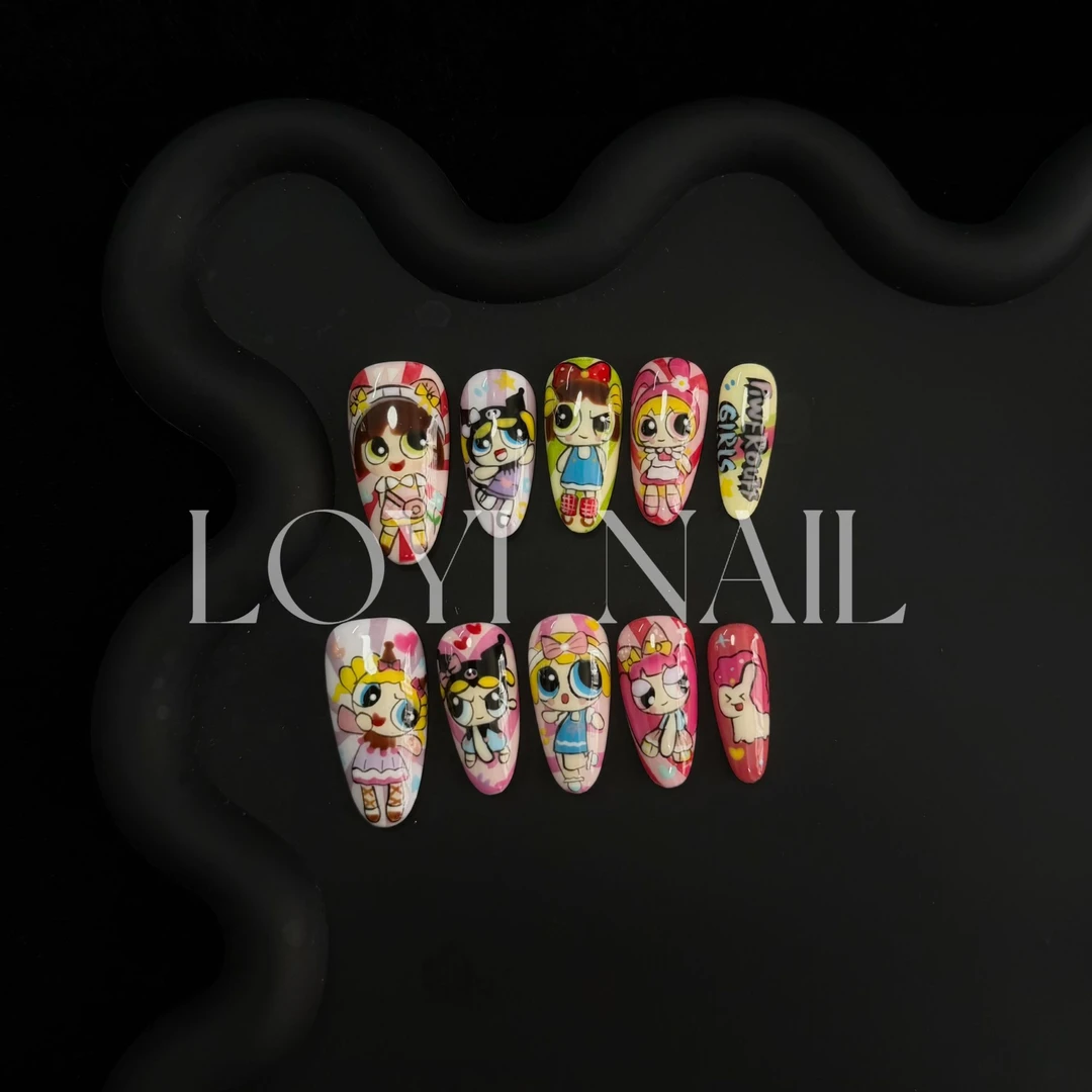 LOYI NAIL“飞天小女警” 春夏显白多巴胺可爱高级感纯手工高定美甲