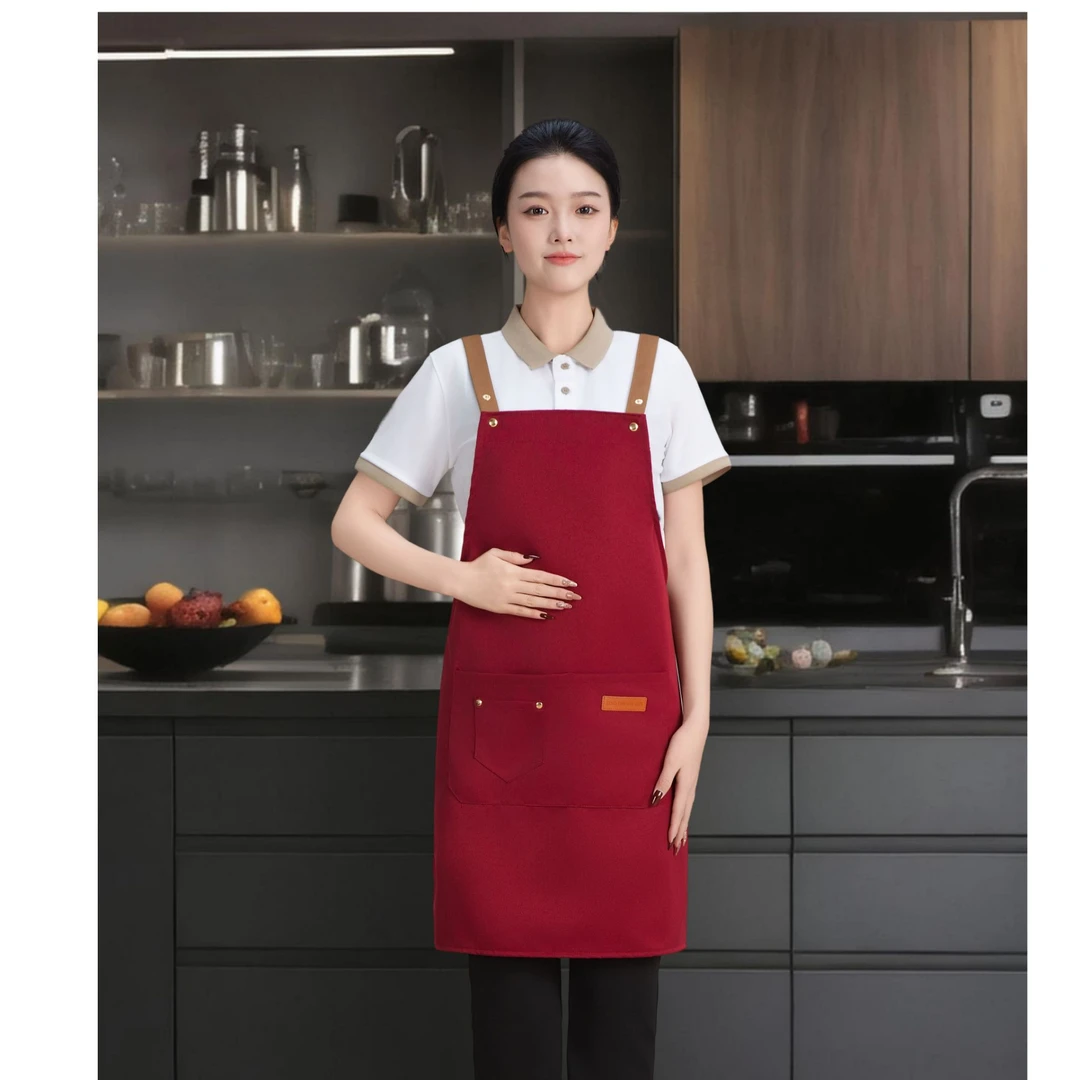 围裙定制LOGO印字奶茶店水果店超市餐饮厨房专用防水新款工作服女