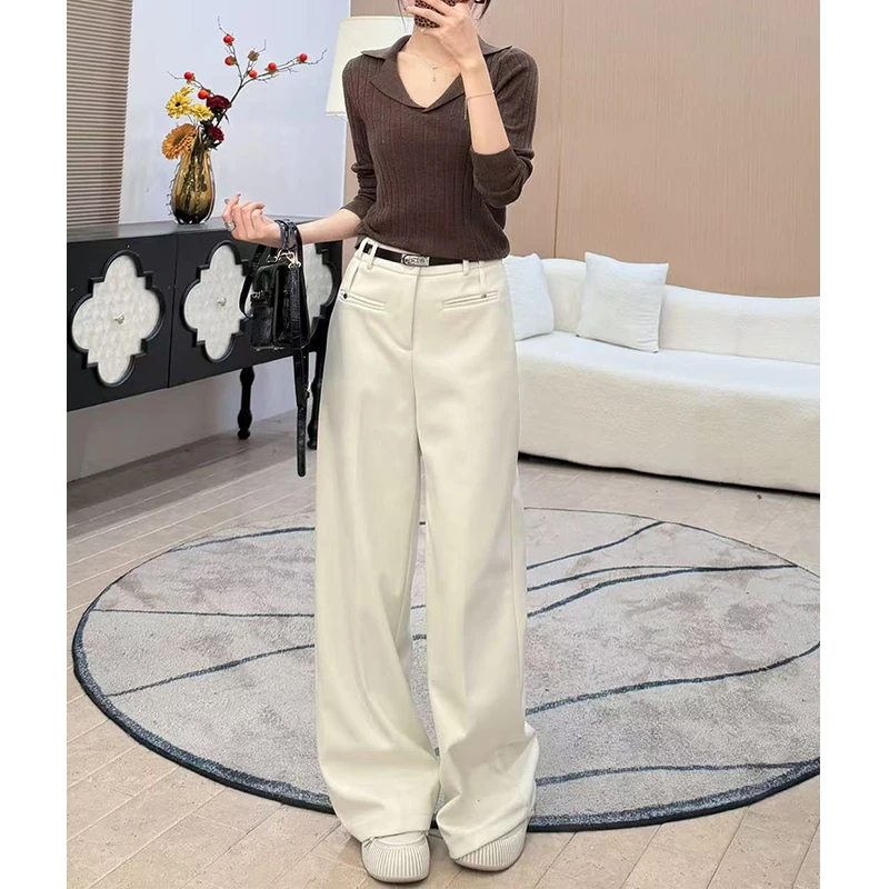 显瘦秋冬加厚新款垂感裤女韩版休闲西装裤百搭直筒长裤179+022