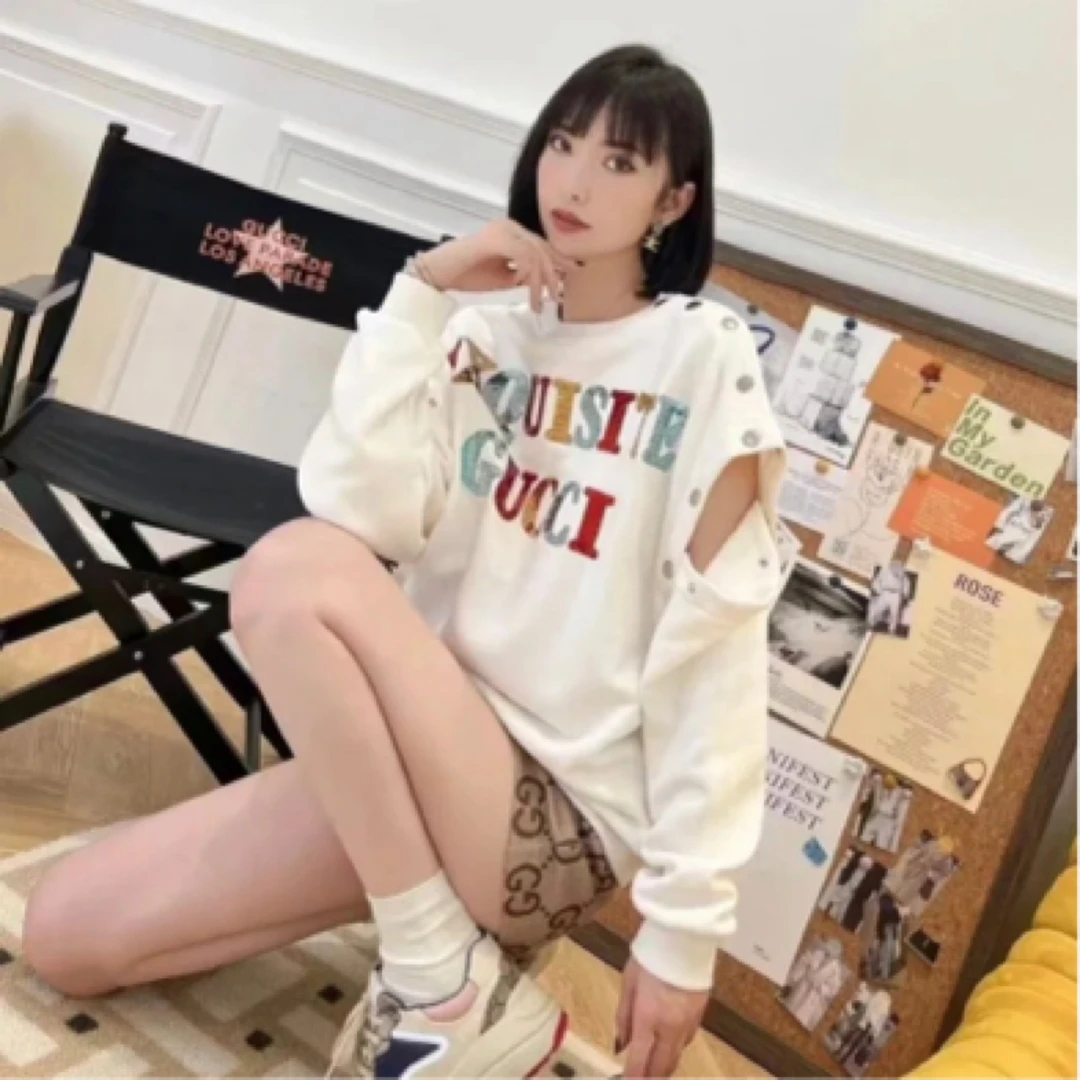 99新 GUCCI/古驰 W108021/彩色Logo圆领卫衣白色/尺码XXS/