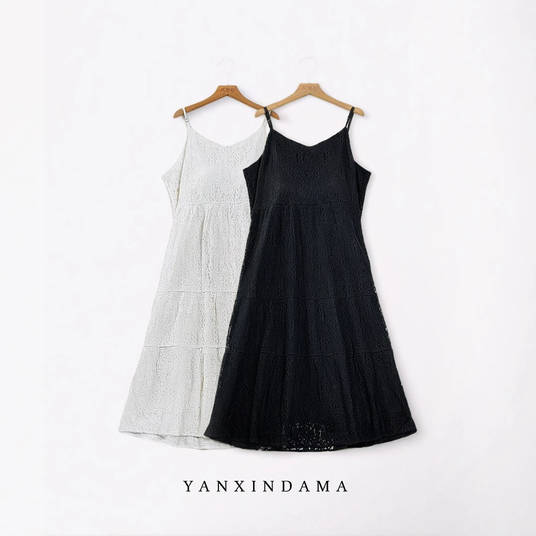 大码女装220斤胖MM时尚百搭甜美气质蕾丝长款吊带连衣裙132072