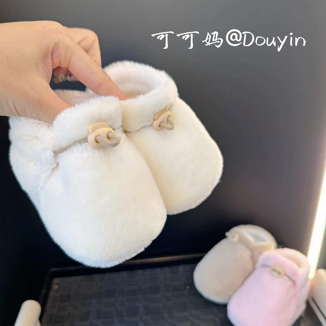 冬新款婴儿鞋男女宝宝0-1岁小月龄毛毛鞋不掉加厚加绒休闲步前鞋