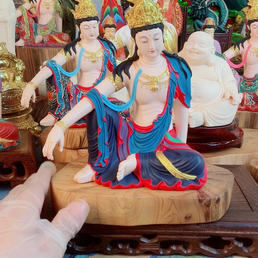德***群石材自在观音摆件
