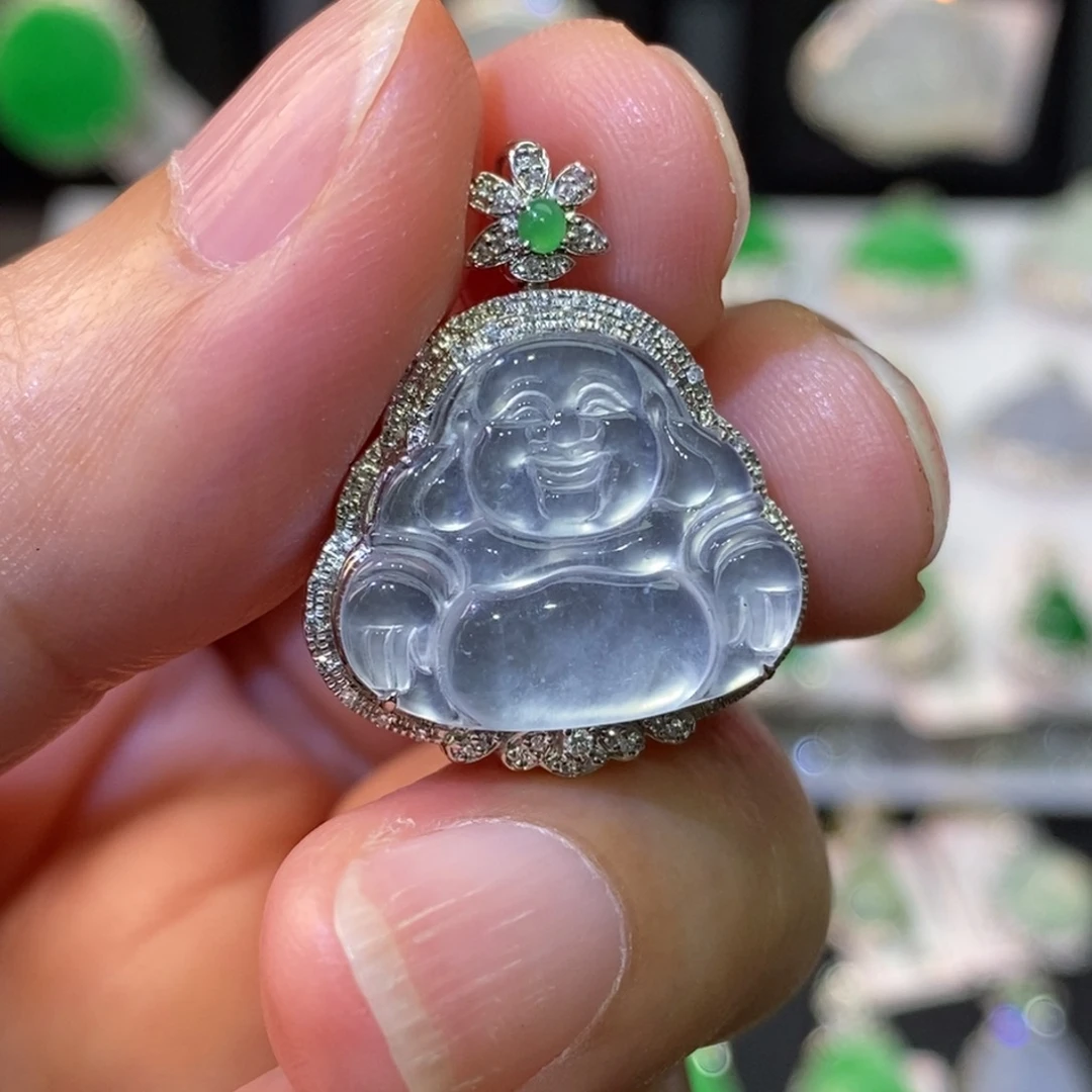 吊坠(不含链)18K金镶嵌翡翠
