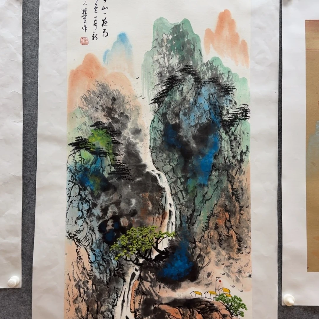 国画刘儒樵三尺山水