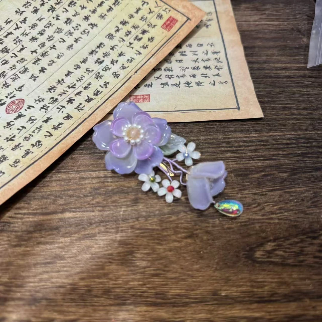 双层紫琉璃发夹。前尘梦古风汉服配饰