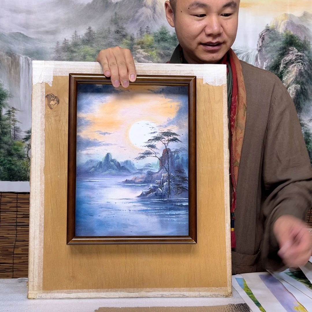 油画行路人小院绘画作品竞拍