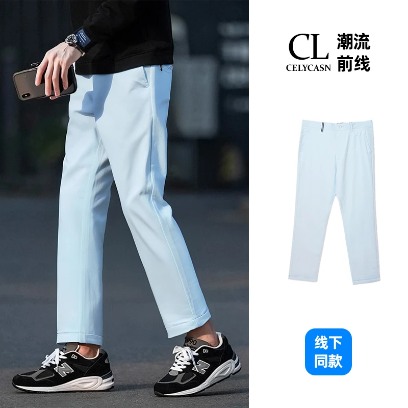 P6BP1253#春季男士九分裤修身小脚潮流休闲时尚百搭