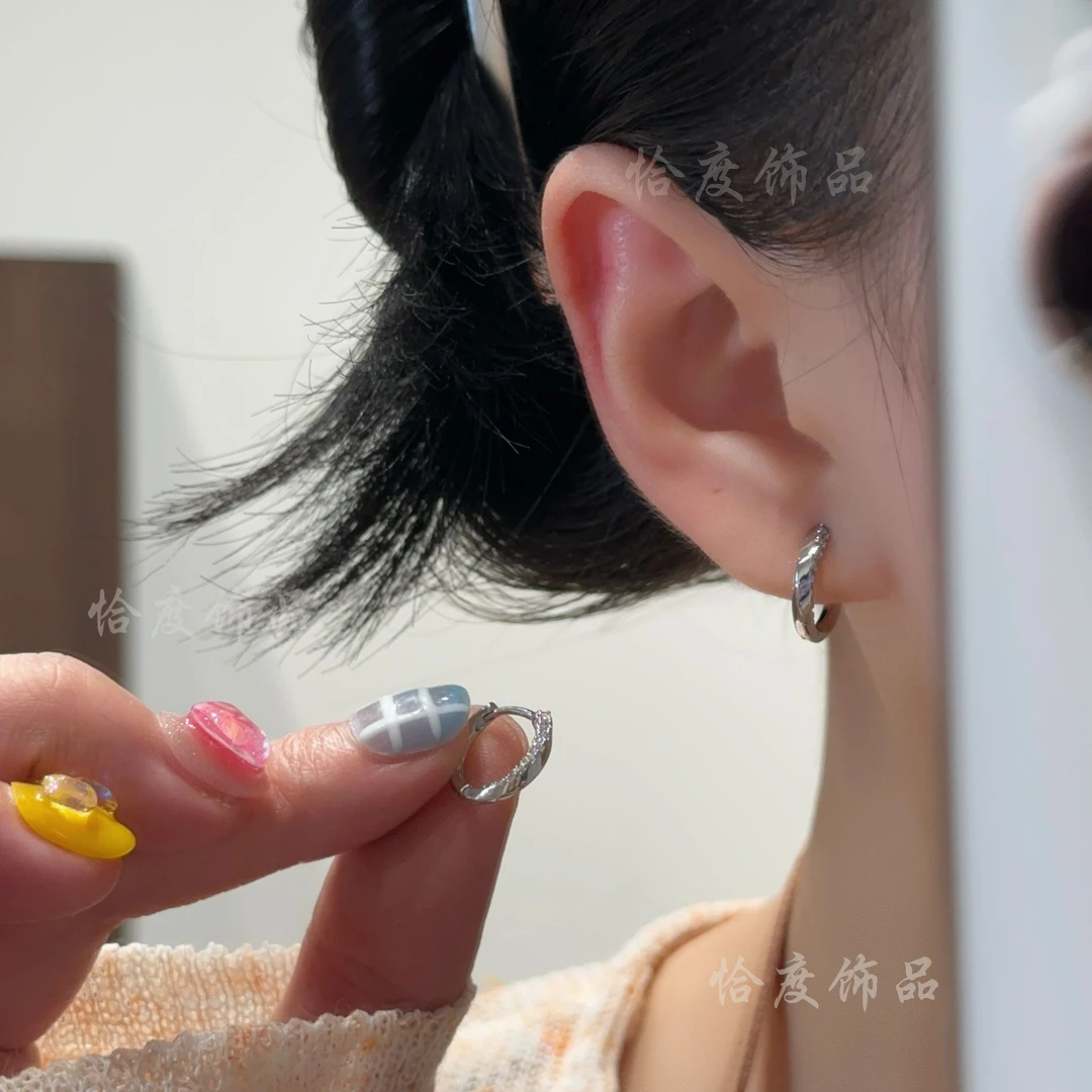 【恰度】满天星亮闪锆石小众设计感圈圈耳扣