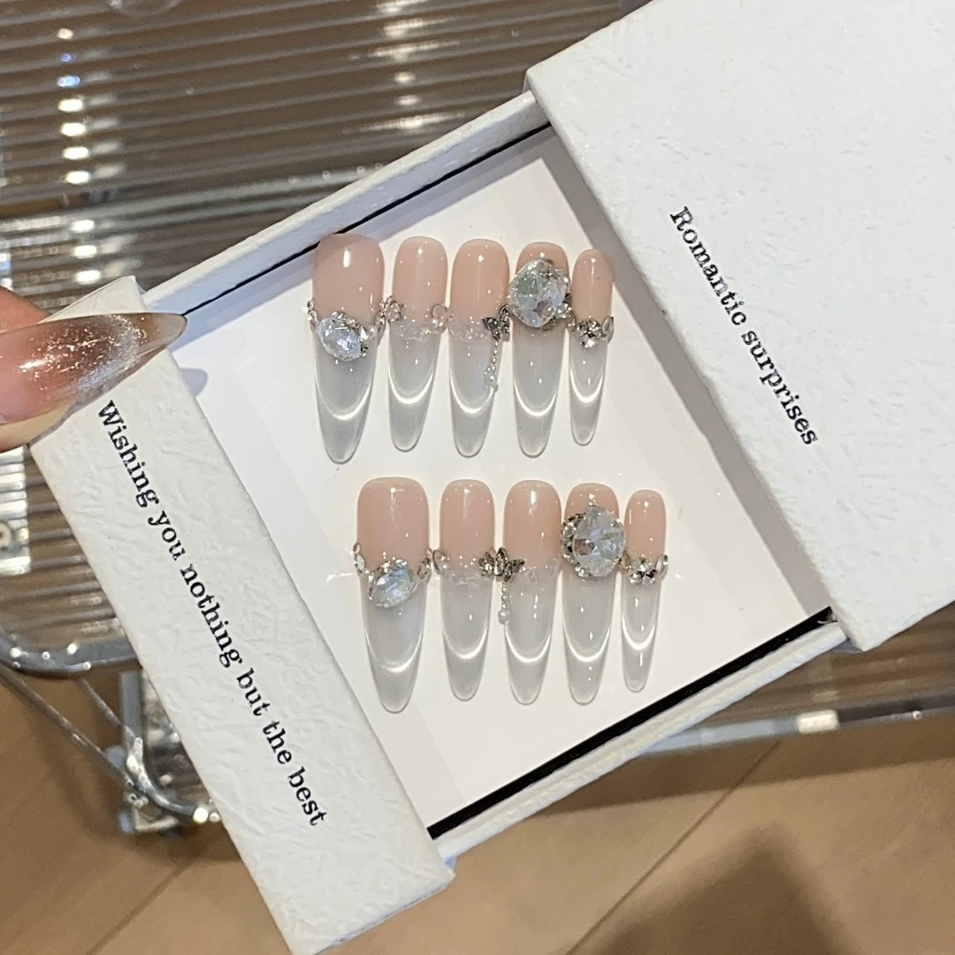 【初雪之时】高级气质秋冬显白冬日轻奢纯手工穿戴甲