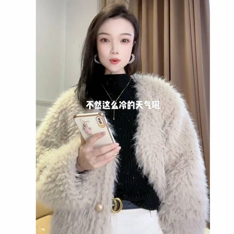 【安可拉红】3564超柔软高品质中领星空针织毛衣