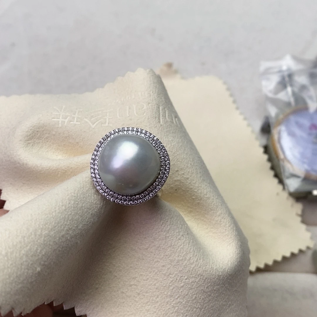 海水珍珠戒指银S925镶嵌