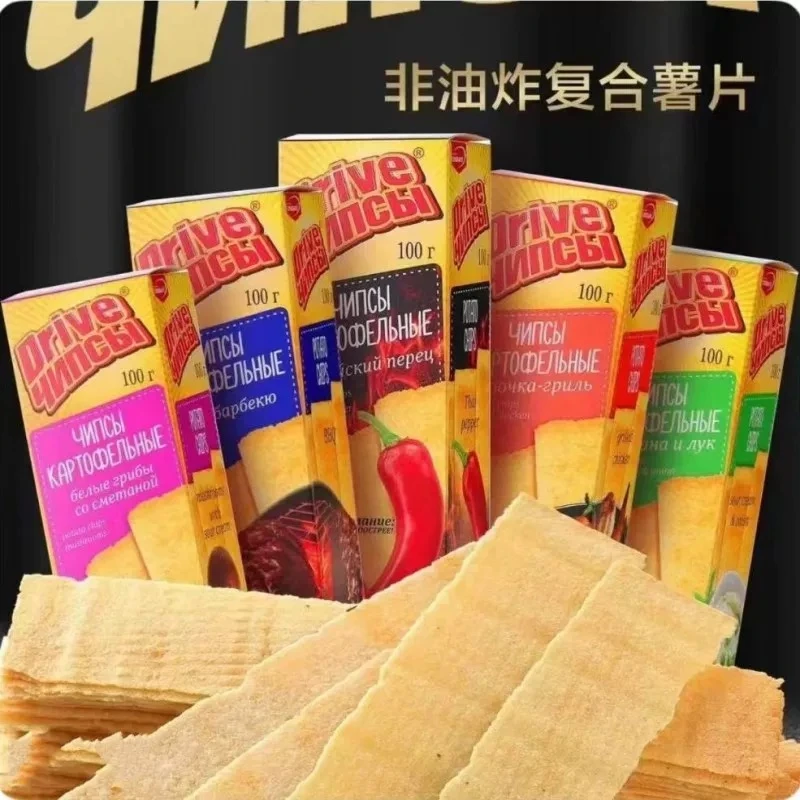 俄罗斯进口薯片解馋零食酸奶油芝士蘑菇泰椒烧鸡鲜虾洋葱味100g