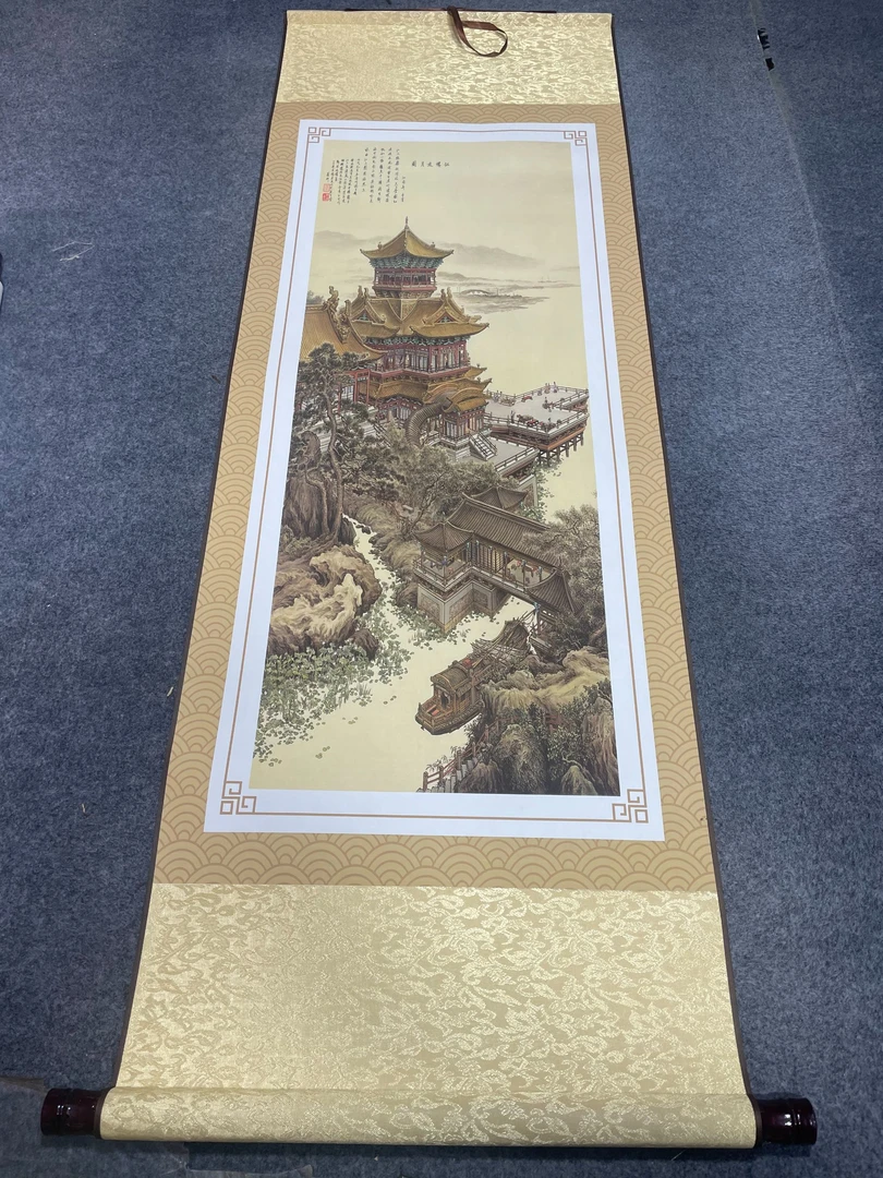 《江楼夜月图》 宽45高140 国画9.20
