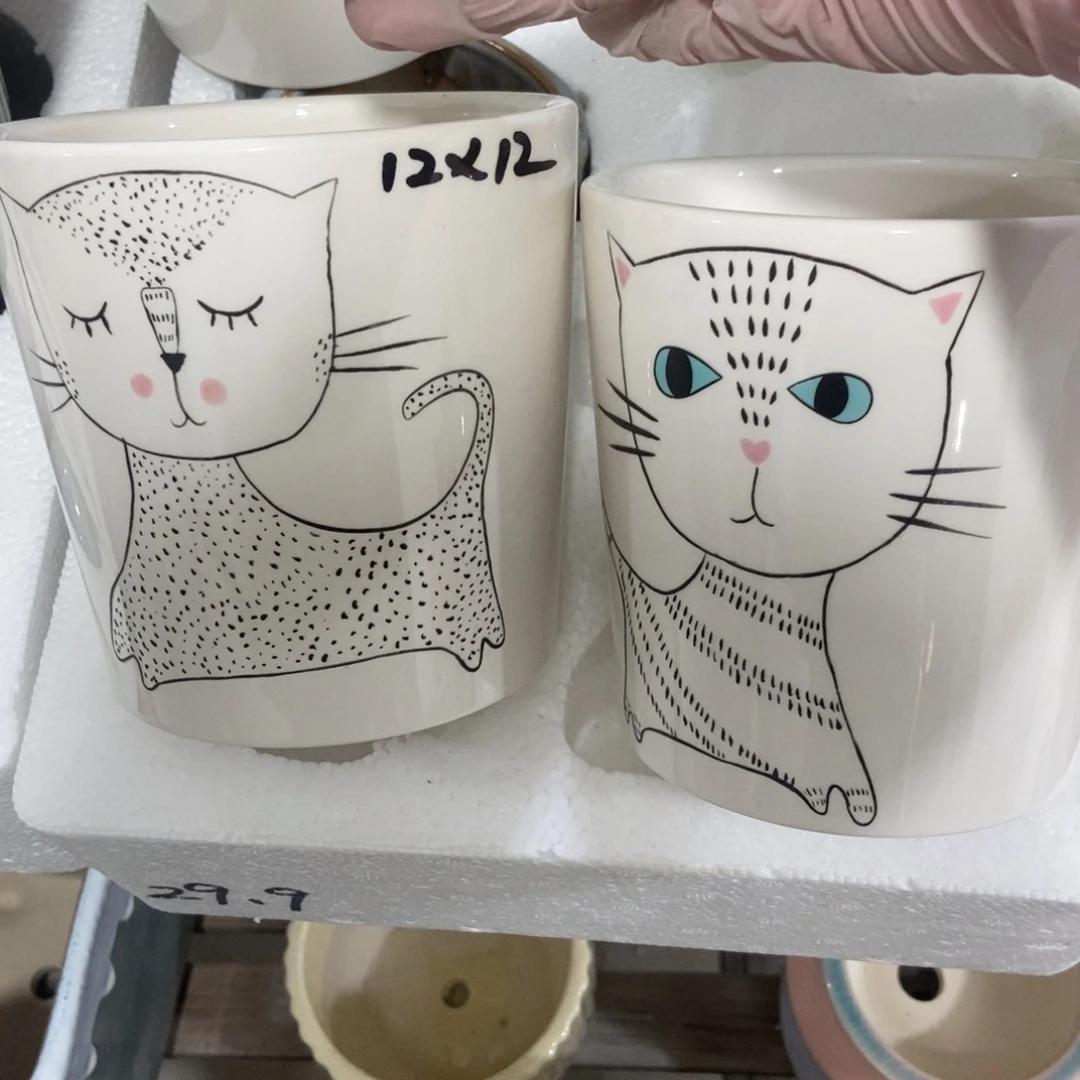 红陶高温陶瓷花盆随机两个