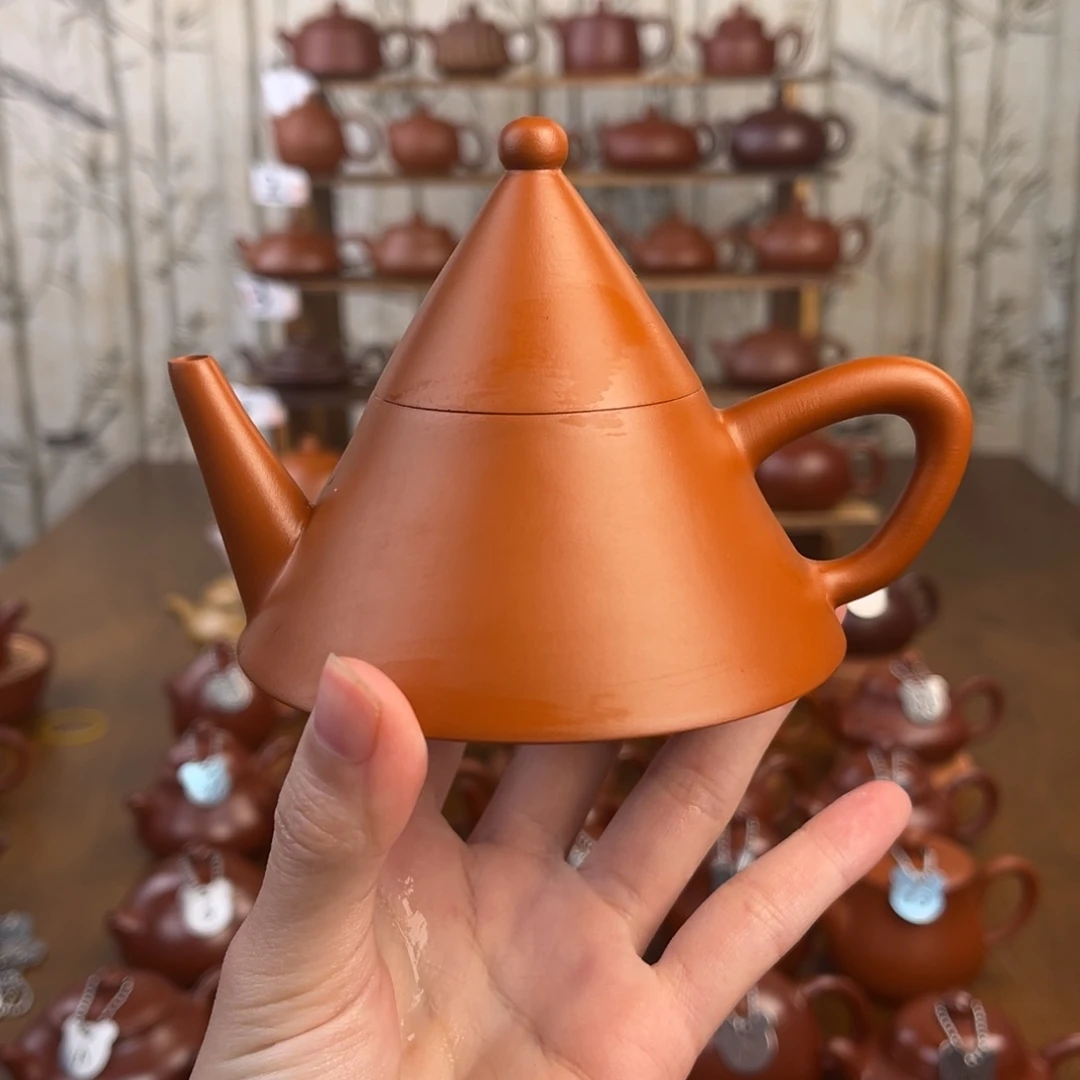 紫砂茶壶你**海潮州原矿朱泥金字塔