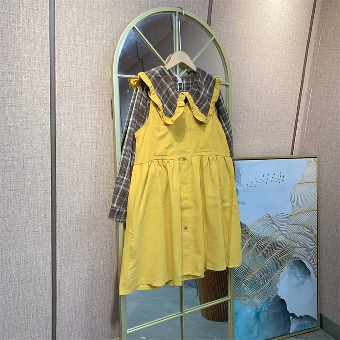 Z377黄色孕妇裙子90-130