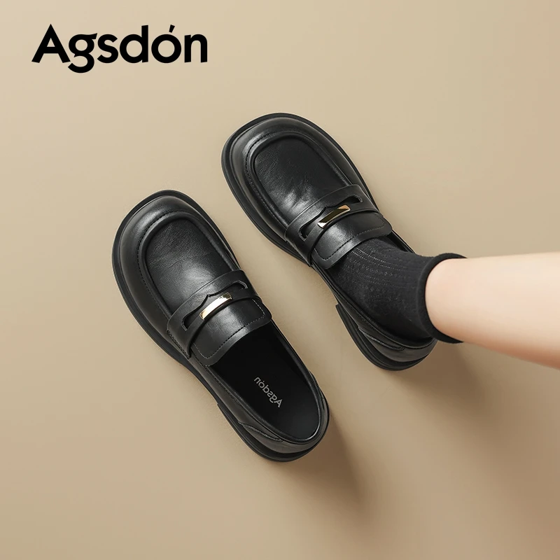 奥古狮登乐福鞋女款2025新款爆款秋季英伦风小皮鞋上班族小黑鞋xx