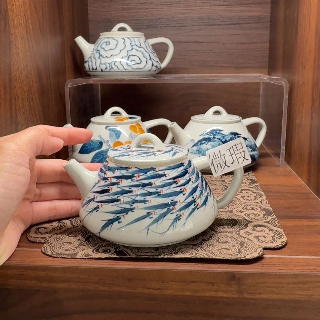 釉下手绘茶具微瑕