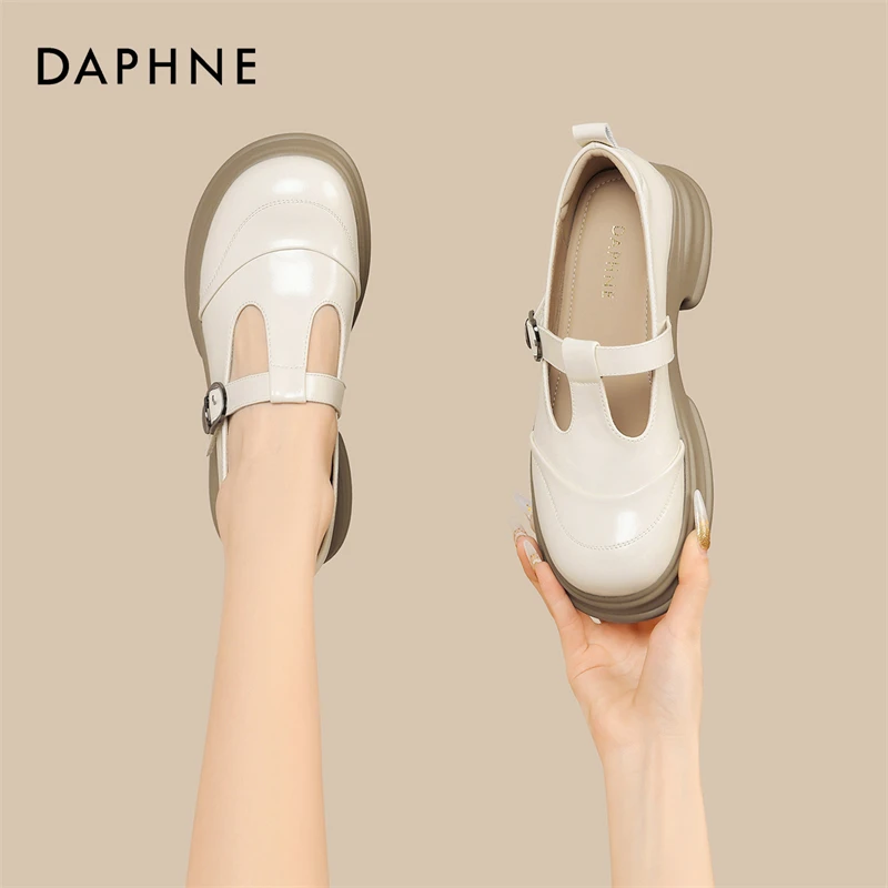 达芙妮玛丽珍鞋女2025新款夏季季百搭厚底法式粗高跟小皮鞋配裙子