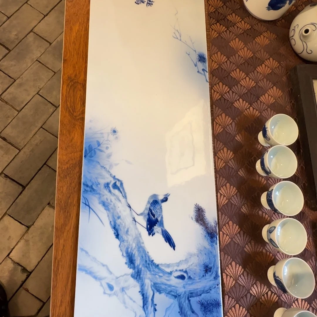 瓷手绘瓷板小鸟象总