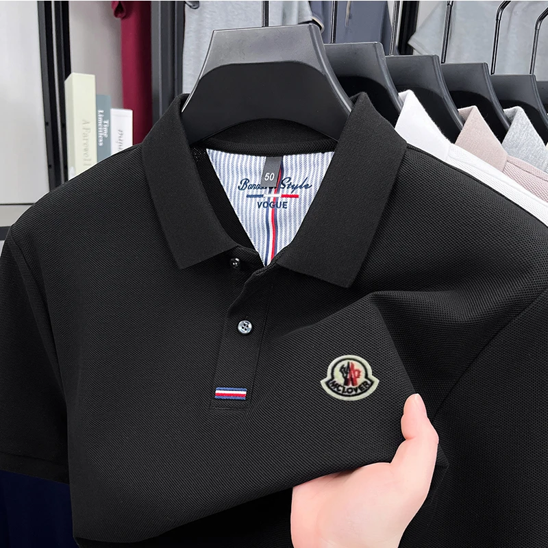 奥莱撤柜蒙家徽标商场同款短袖T恤男夏季翻领半袖宽松休闲POLO衫