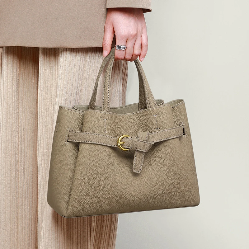 新款头层牛皮手提包包女大容量通勤女士妈妈包气质百搭托特包箱包