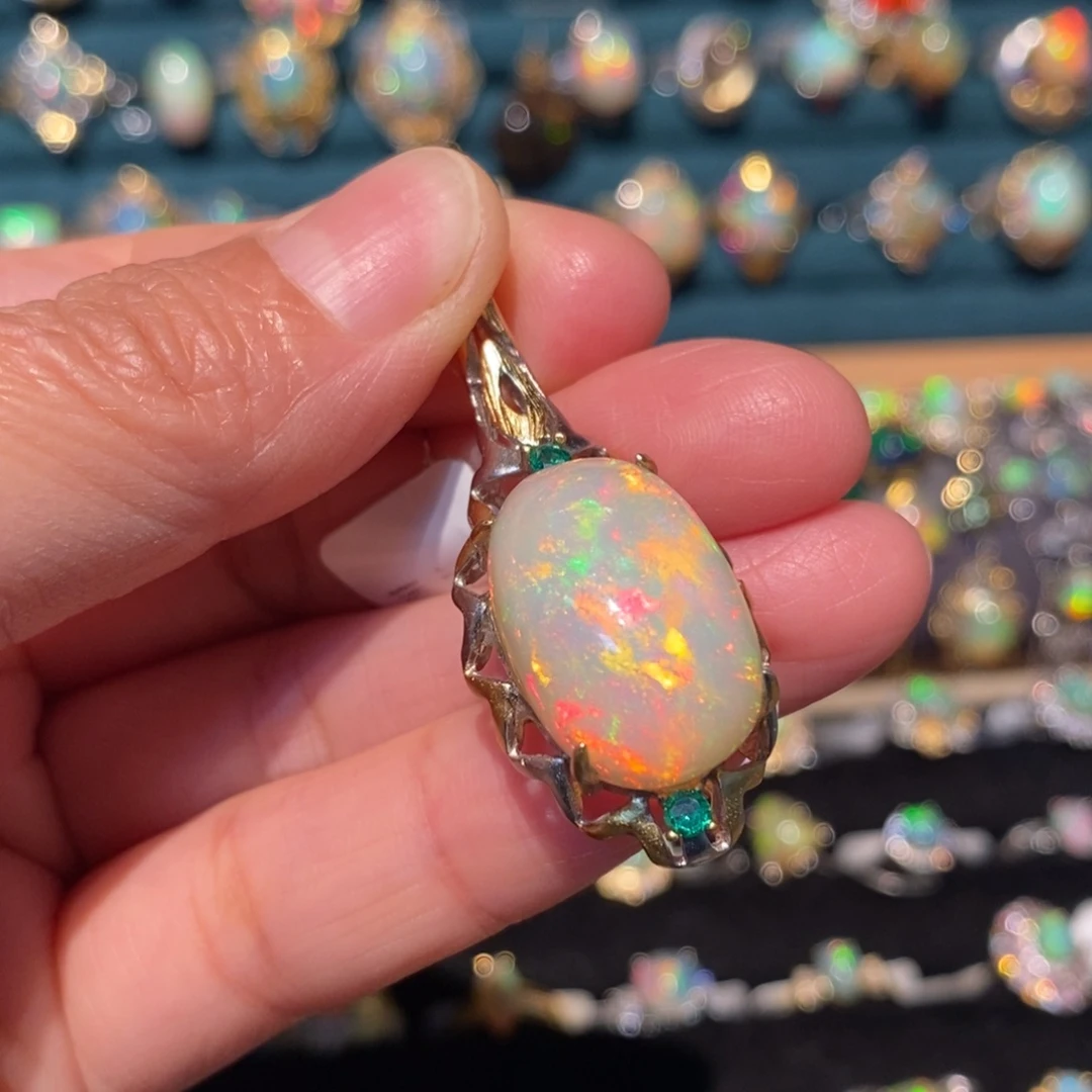 欧泊银S925镶嵌吊坠