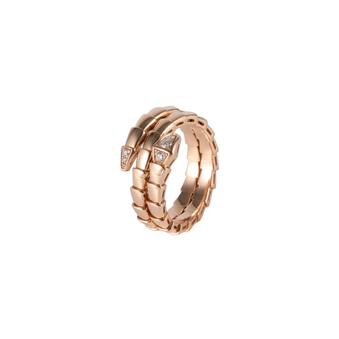 99新 BVLGARI/宝格丽 小花6珊 钻石 玫瑰金 三圈 头尾钻 戒指 nXL