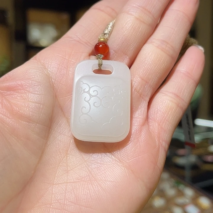 颈饰未镶嵌和田玉平安如意牌