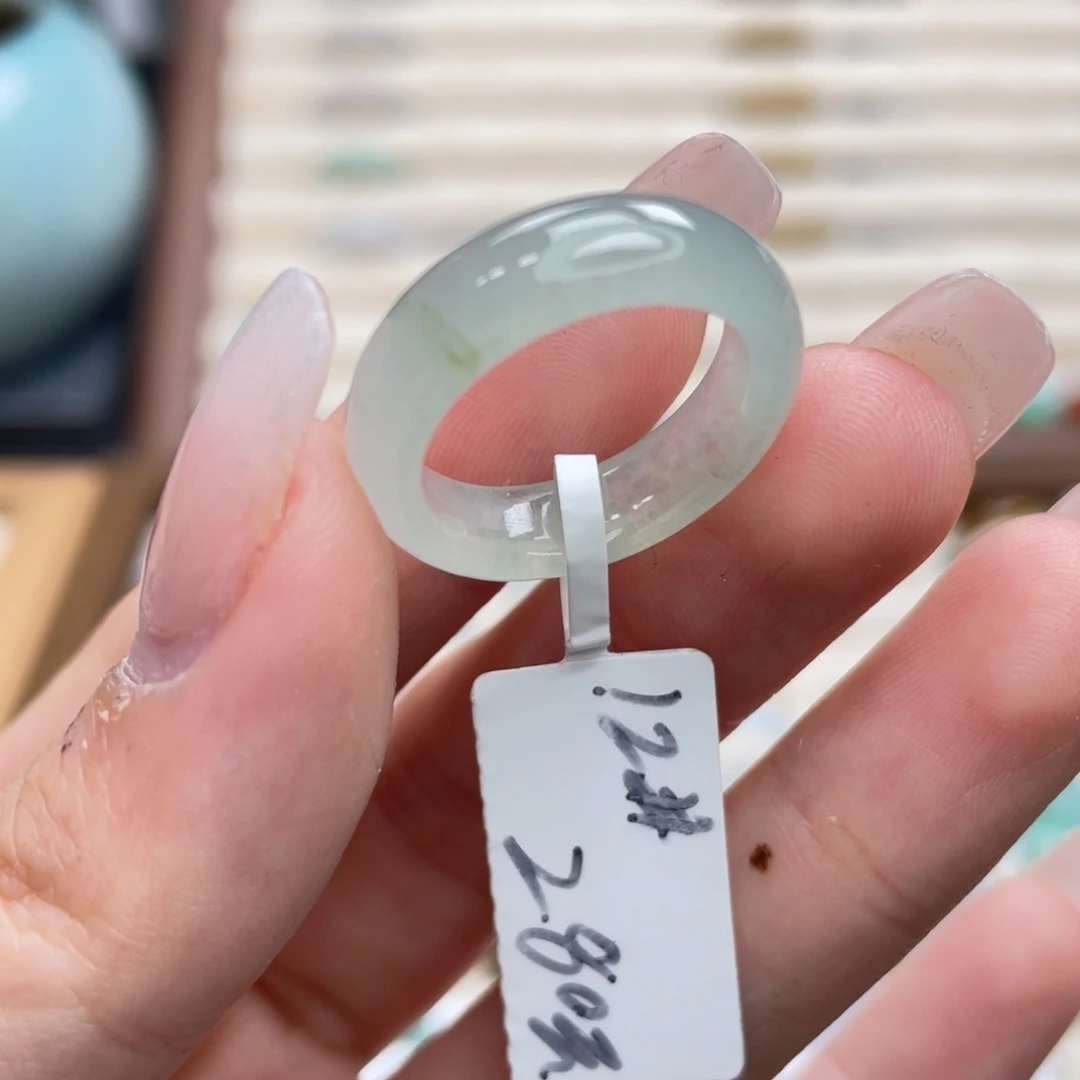 翡翠未镶嵌戒圈a12港圈12薄荷绿飘花