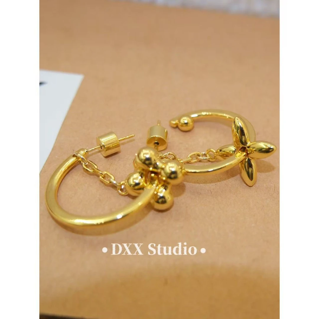 铜合金锆石耳饰 小众设计金色系百搭耳饰46920