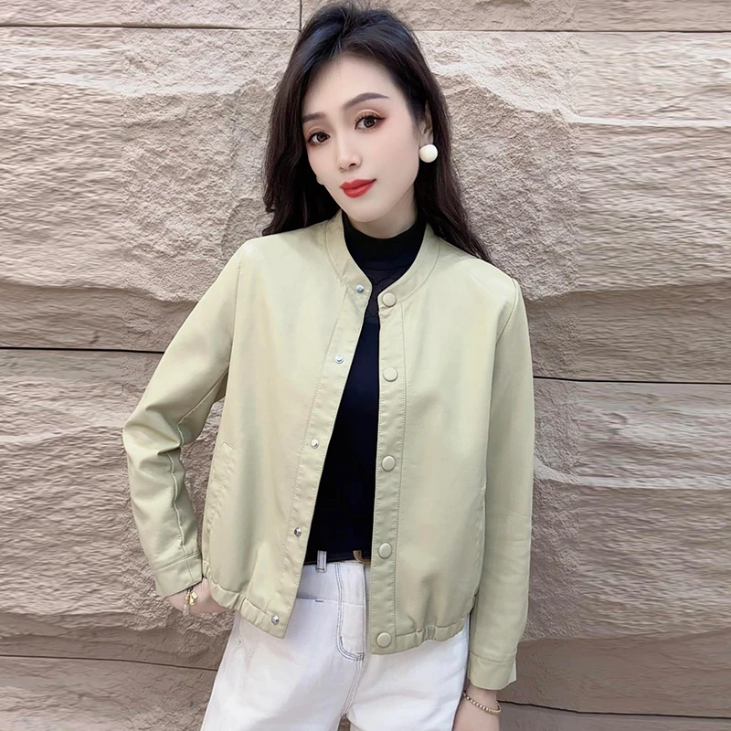 2026年春秋季新款皮衣外套女士小众设计感宽松显瘦单排扣夹克上衣